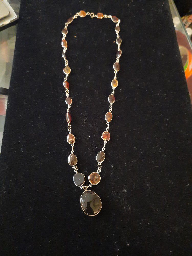 Raw Amber Necklace with Sterling Silver Clasp 