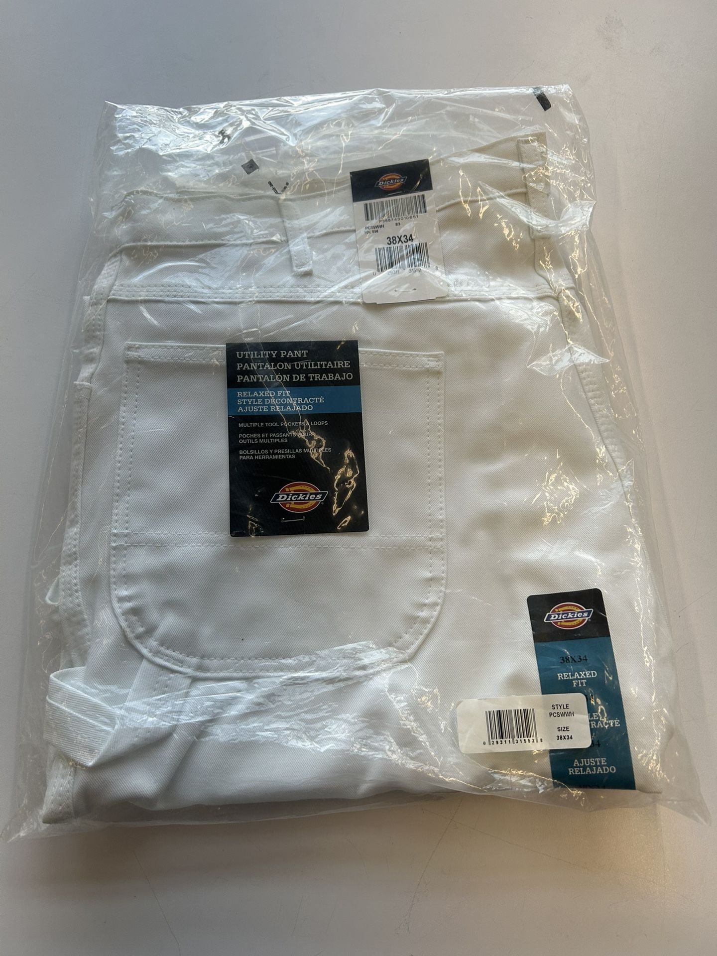Dickies Sherwin Williams White Painter Utility Pants, size 38x34, Relaxed fit