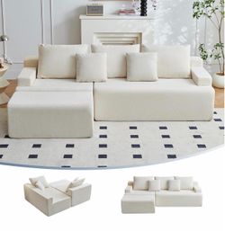 Boneless Couch, L Shaped Cloud Couches for Living Room, Comfy Fluffy Modular Sectional Sofa, Deep Seat Memory Foam Lounger with Left Facing Chaise, Fr
