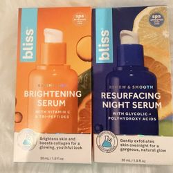 Bliss Glycolic + Polyhydroxy Acid Renew & Smooth Night Serum And Brightening Serum 1 Oz Each