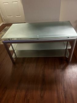 Frosted Glass & Metal Media Console / TV Stand