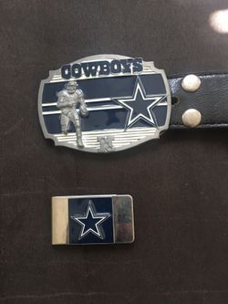 Dallas Cowboys belt buckle and money clip