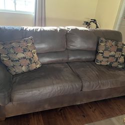 Brown Leather Sofa Set (2 Sofas) – Comfortable & Sturdy