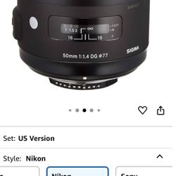 Sigma 50mm F1.4 Art DG HSM Lens for Nikon