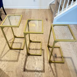 Gold Glass End Tables (Set of 3)