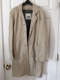 Women Leather mid long coat size S