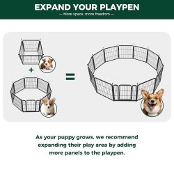 Rollick Dog Playpen for Yard, RV Camping, 24 inch 4 Panels for Puppy and Small Dogs│Patented