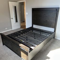Montana Queen Brown/Black Storage Bed