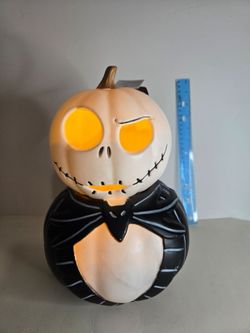 Jack Skellington Light-Up Ceramic Pumpkin Figure