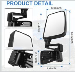 JDMSPEED Pair Driver & Passenger Side View Mirrors with Black Cover Compatible with 1 Jeep Wrangler Manual Folding No Heated Replace# CH132010