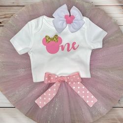 18 Months Personalized Minnie Mouse 1st Birthday Outfit 