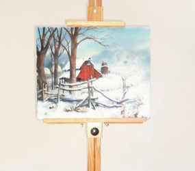 Signed Oil Painting of Winter Scene