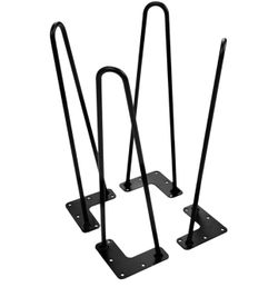 4 - 16" Black Hairpin Legs, 3/8" Diameter