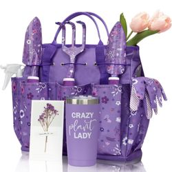 Gardening Gifts for Women, Garden Tool Set, Heavy Duty Gardening Hand Tools with Garden Tool Bag, Purple