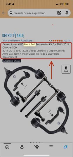 AWD Front End Suspension Kit 8-Piece
