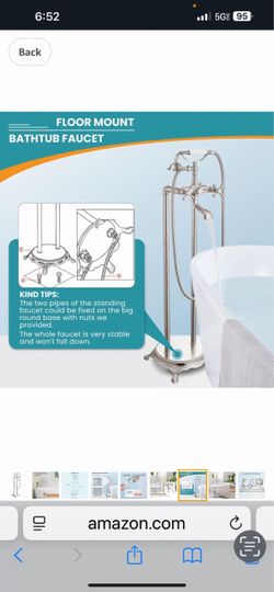 gotonovo Freestanding Bathtub Faucet Floor Mount Tub Filler with Double Cross Knobs 360° Brushed Nickel C35N $80