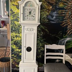 Grandmother Clock And Antique Phone Table