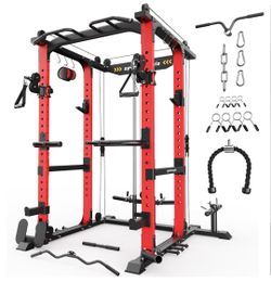 Sportsroyals Power Cage 1600lbs Power Rack with Adjustable Cable Crossover