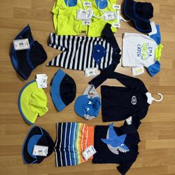 BNWT Baby Bathing Suits And Hats 13 Pieces