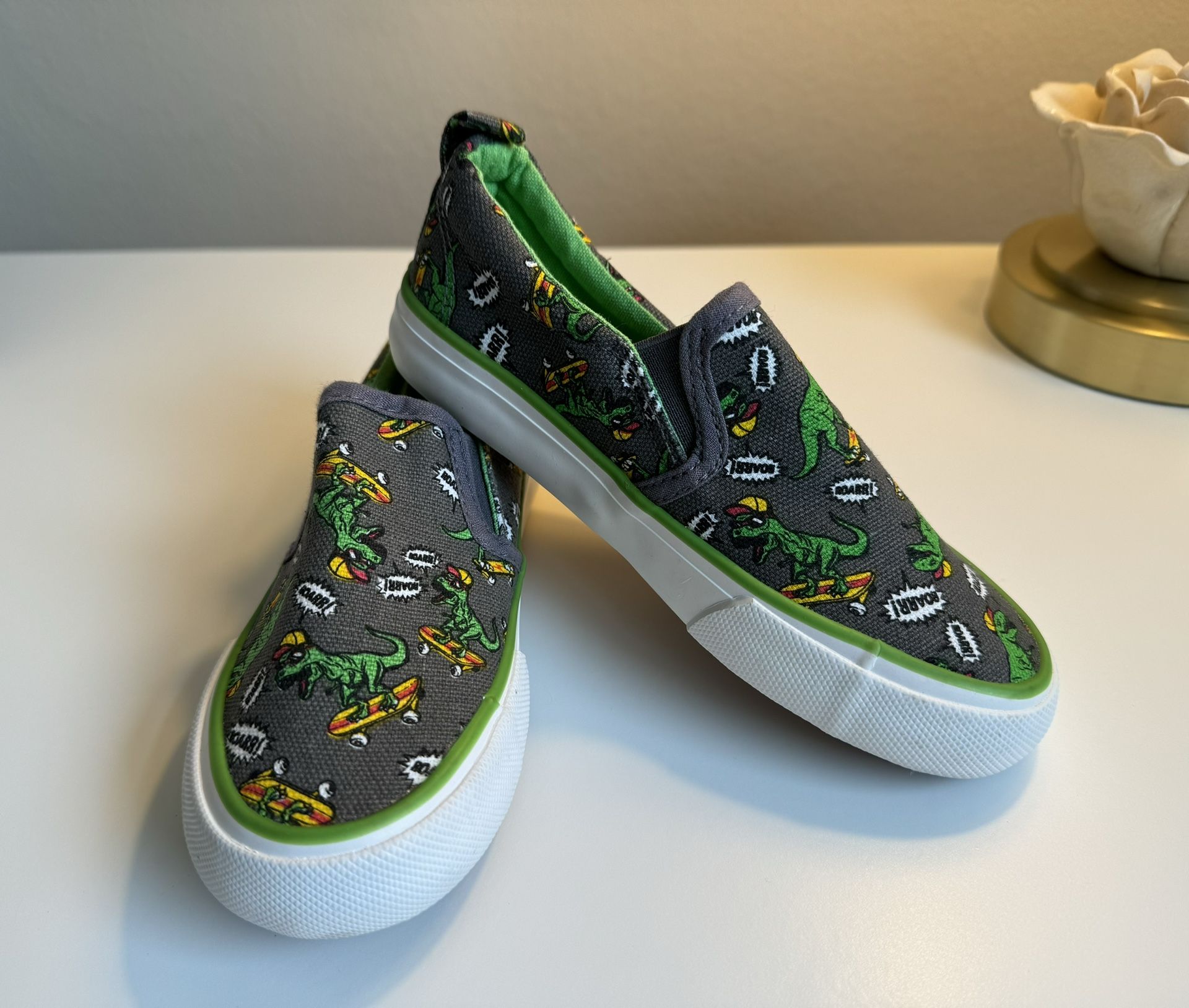 Lily & Dan Boys' Memory Foam Canvas Shoes Dinosaur Print 🦖