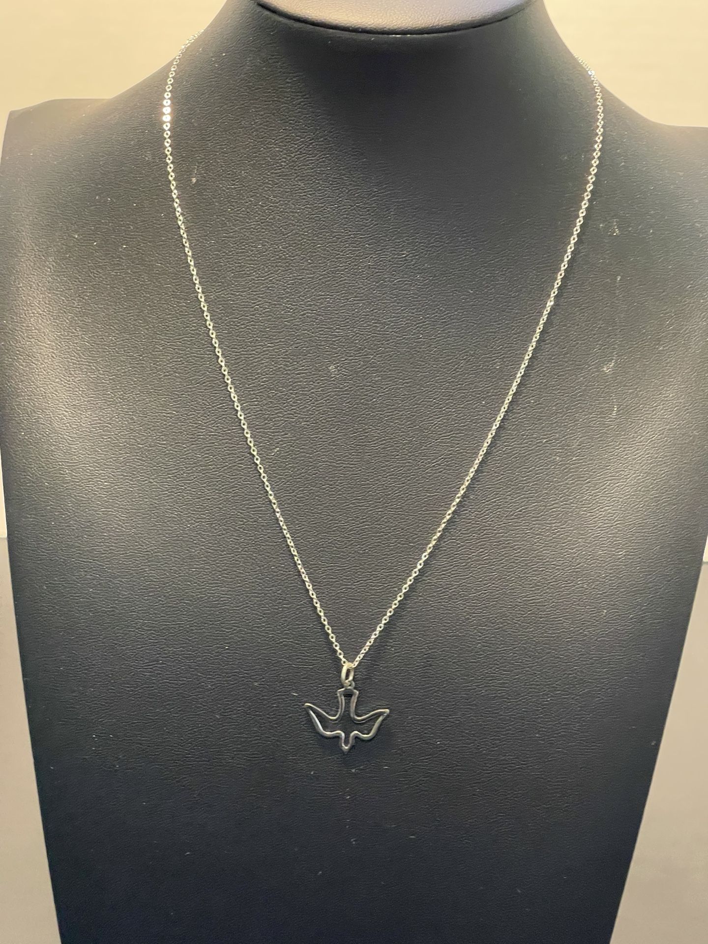 F.A.Dumont Sterling Silver Dove Pendant Stainless Steel Lite Curb Chain 19”