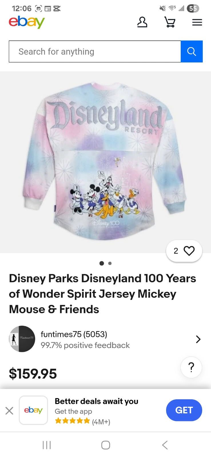 Disney Parks Disneyland 100 Years of Wonder Spirit Jersey Mickey Mouse & Friends