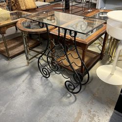 Small Glass Wine Bottle Holder And Table (in Store)