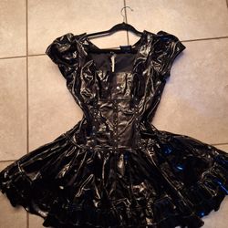 Rare Black Vinyl Dress Size Large