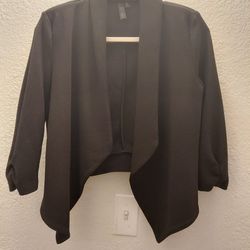 Black Open Front Blazer Jacket Cardigan Size Large