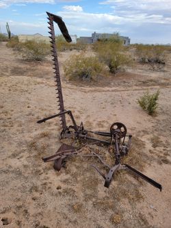 Vintage Farm Mowing Tractor Sickle Mower Farming Yard Art Equipment