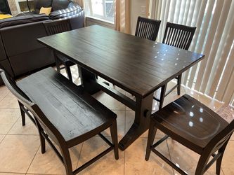 Dark Wood Counter Height Dining Set