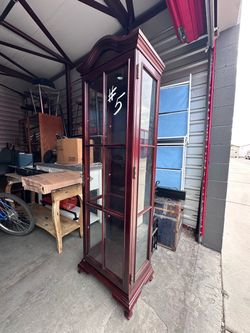 Cherry Wood Curio Display Cabinet