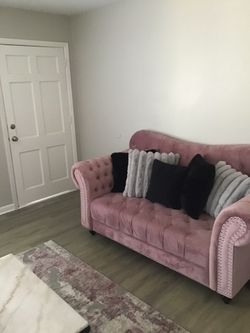 Rose pink suede sofa set