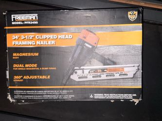 Freeman PFR3490 Pneumatic 34 Degree 3-1/2" Framing Nailer with Belt Hook