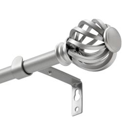 30-88” Adjustable Silver Curtain Rod with Cage Finials
