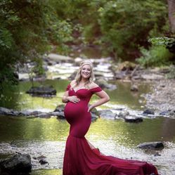 Maternity Off Shoulder Mermaid Pregnancy Photo shoot Dress