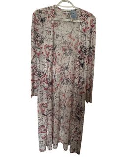 Red and white graphic print cardigan