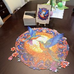 670 piece Wooden Mandala Hummingbirds Puzzle-64th St & Bell