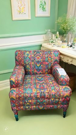 Vintage Upholstered Armchair with Guatemalan Fabric