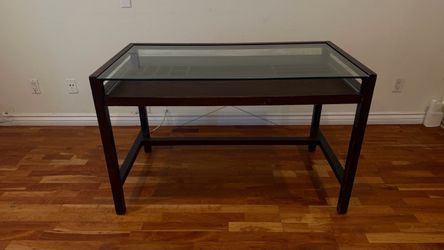 Glass Top Wood Frame Desk