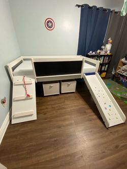 Twin LOW Loft Bed with Slide