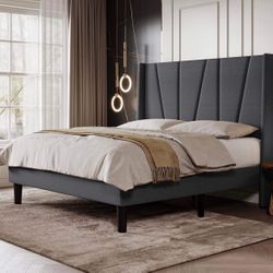 Queen Sized Bed & Mattress (Grey)