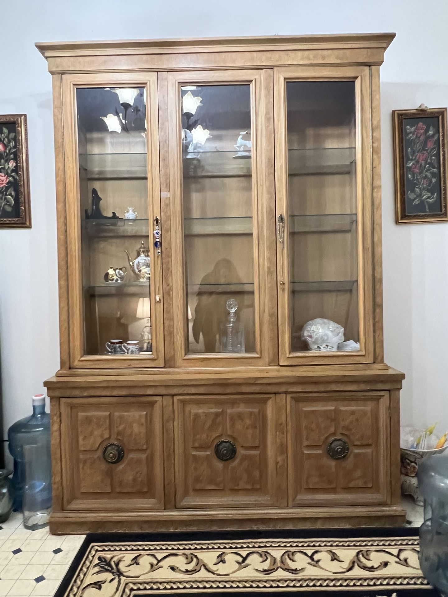 Vintage Solid Wood China Cabinet 