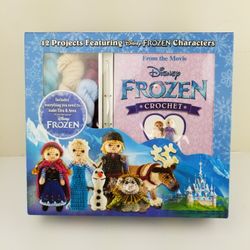 Disney Frozen Crochet Kit by Kati Galusz 12 Patterns Yarn For Elsa Anna & Hook