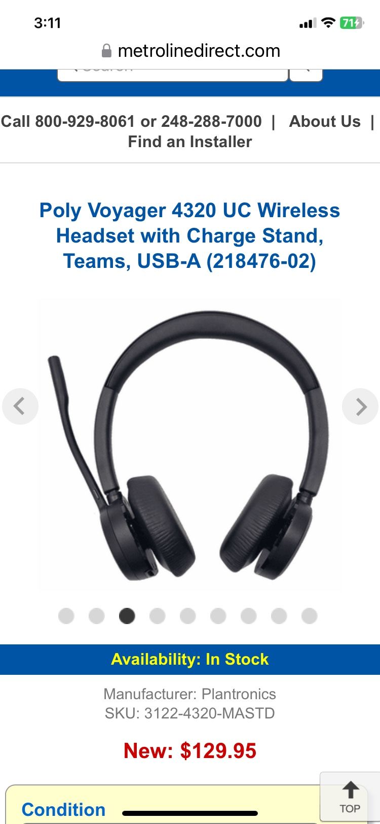 Poly Voyager 4320 UC Wireless Headset 
