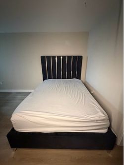 Queen size bed frame- black with mirrors