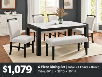 Faux marble top 6-Piece Dining Table set