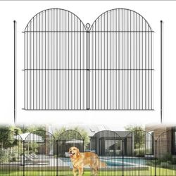 No Dig Garden Fence 24ft x 32in Metal Dog Fence Animal Barrier Flower Bed Border 10 Panels