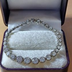 Vintage Sterling Silver Crystal Bracelet 