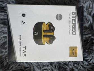 TWS Wireless Earbuds w/ LED Battery Display – Black/Yellow (Sealed)